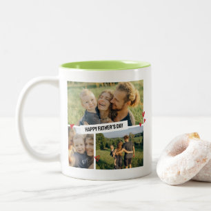 Father's Day Custom Family Photo Collage Love Dad Two-Tone Coffee Mug