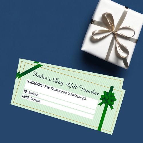Fathers Day Custom Green Gift Voucher Card