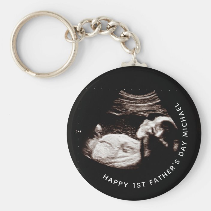 Custom personalized name words Ultrasound Sonogram double sided Silver Keyring Babys name on back with heart Ultrasound Keychain
