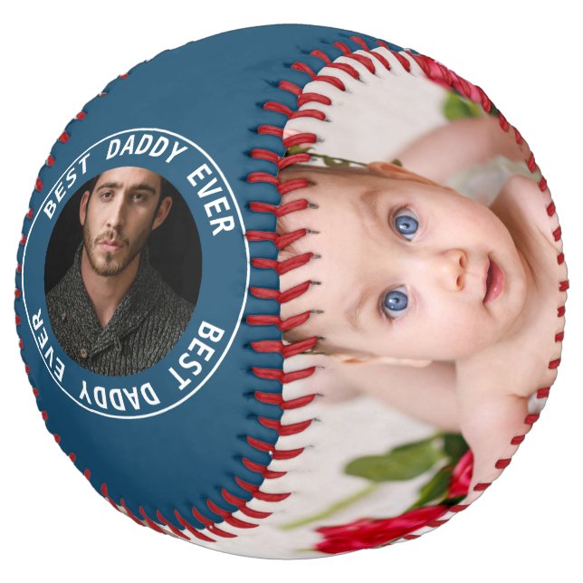 Fathers Day Custom Personalized Blue Softball (Angled)