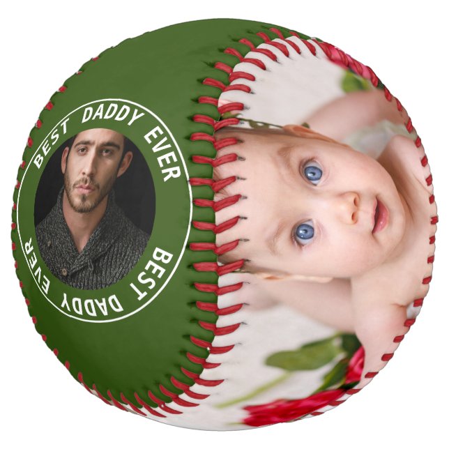 Fathers Day Custom Personalized Green Softball (Angled)