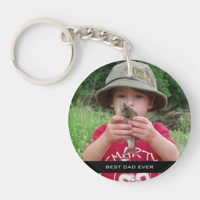 Fathers Day Custom Photo Best Dad Ever Keychain (Front)