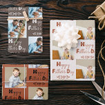 Fathers Day Custom Photo Brown Terracotta Set of 3 Wrapping Paper Sheets<br><div class="desc">Photo wrapping paper for Father's Day in blue, white and grey. There are 3 designs in the set and you can customize each sheet with either the same or different photos. You can choose whether to personalize your gift wrap with pictures of who the gift is for or, who the...</div>