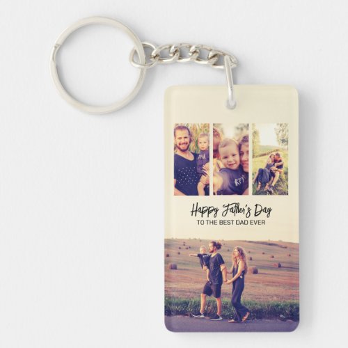 Fathers Day Custom Photo Collage Best Dad Ever Keychain