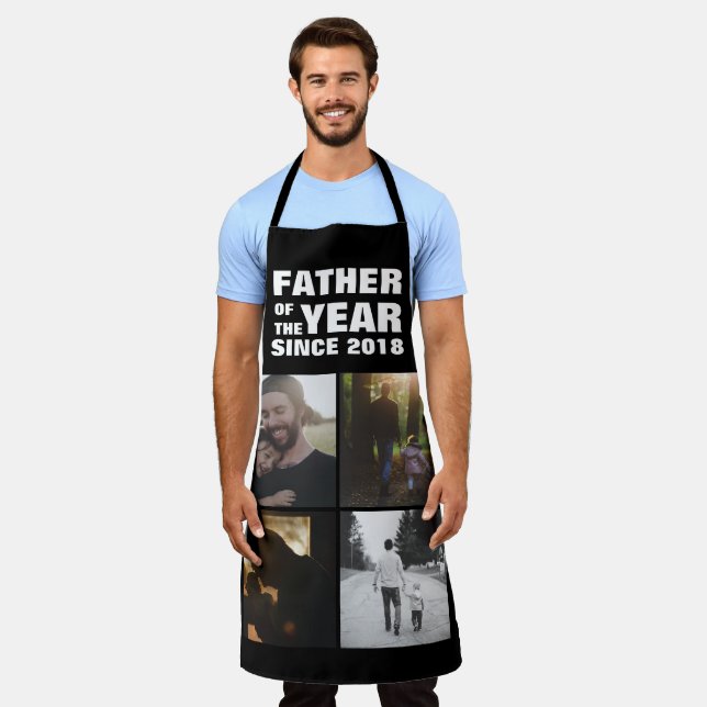 Father's Day Custom Photo Collage Father Of Year Apron (Worn)
