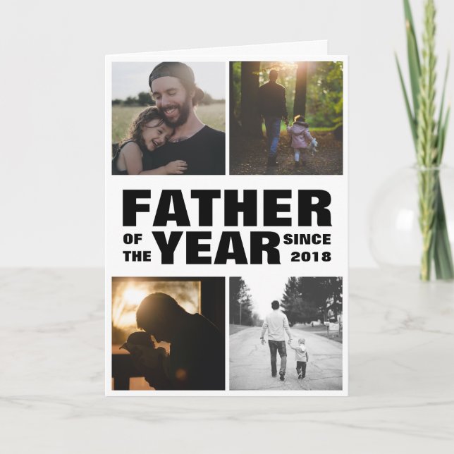 Fathers Day Custom Photo Collage Father Of Year Card (Front)