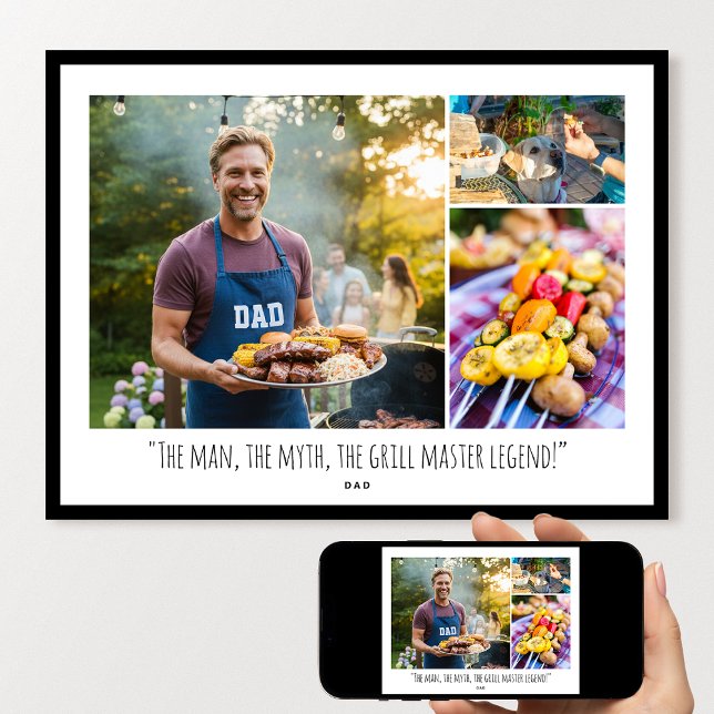 Father's Day Custom Photo Collage Quote Modern Poster (Creator Uploaded)