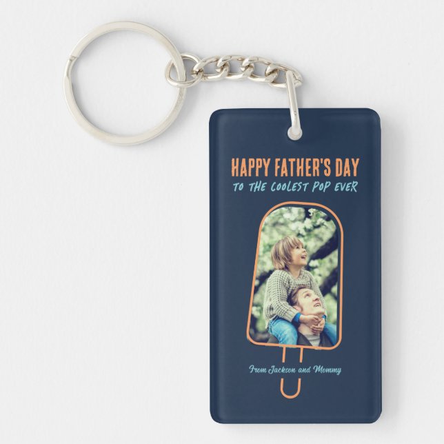 Father's Day Custom Photo Funny Cool Dad Popsicle Keychain (Front)