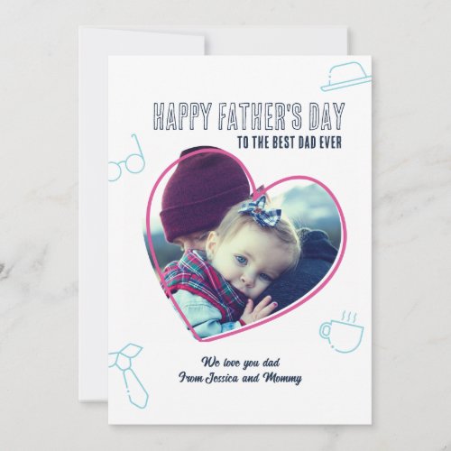 Fathers Day Custom Photo Heart Frame Cool Dad Holiday Card