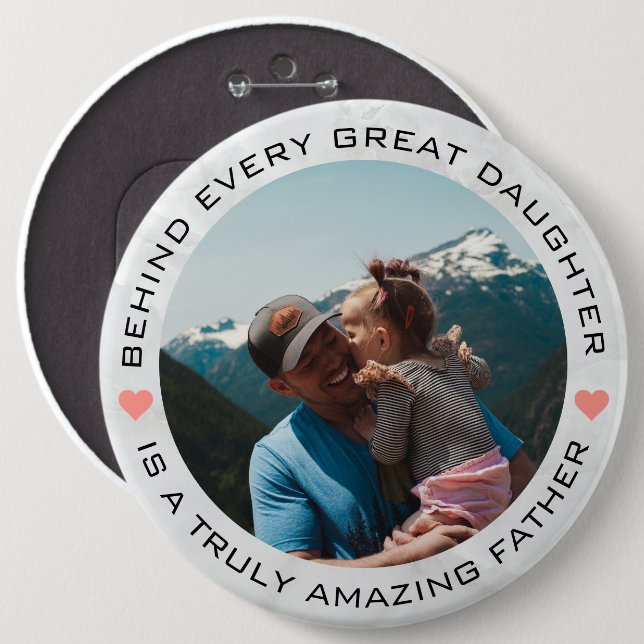 Father's Day Custom Photo Hearts Button (Front & Back)
