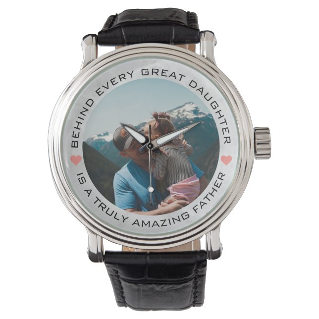 Father's Day Custom Photo Hearts Watch (Front)