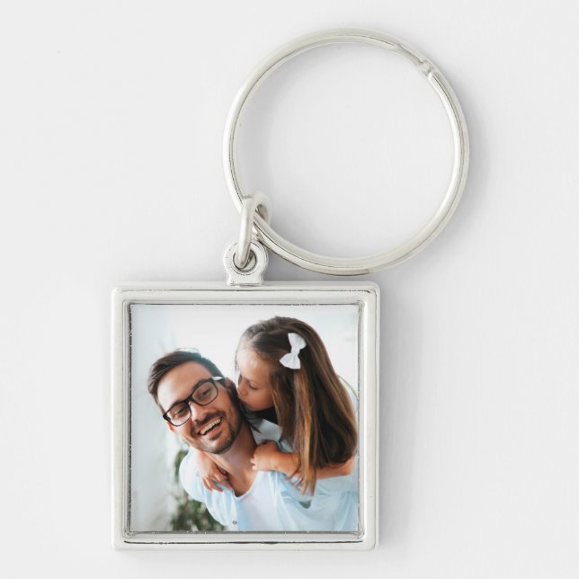 Father's Day Custom Photo Square Keychain (Front)