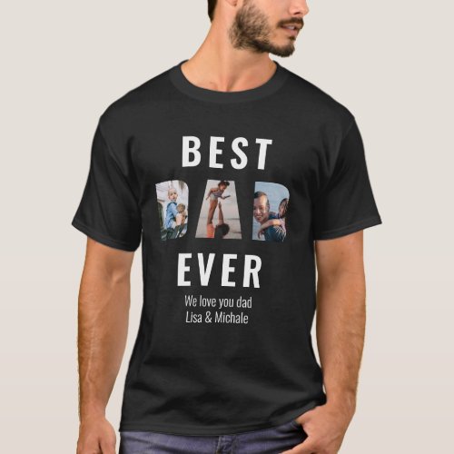 Fathers Day Custom Photo Text Collage  T_Shirt