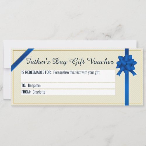 Fathers Day Custom Yellow Gift Voucher Card