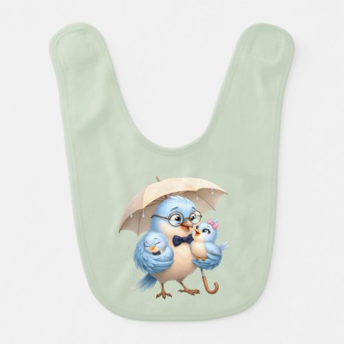 Father's Day Cute Bird Green Bib