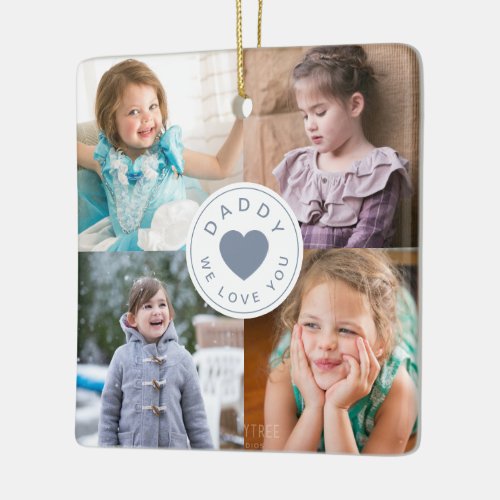 Fathers Day Cute Daddy We Love You Photo  Ceramic Ornament
