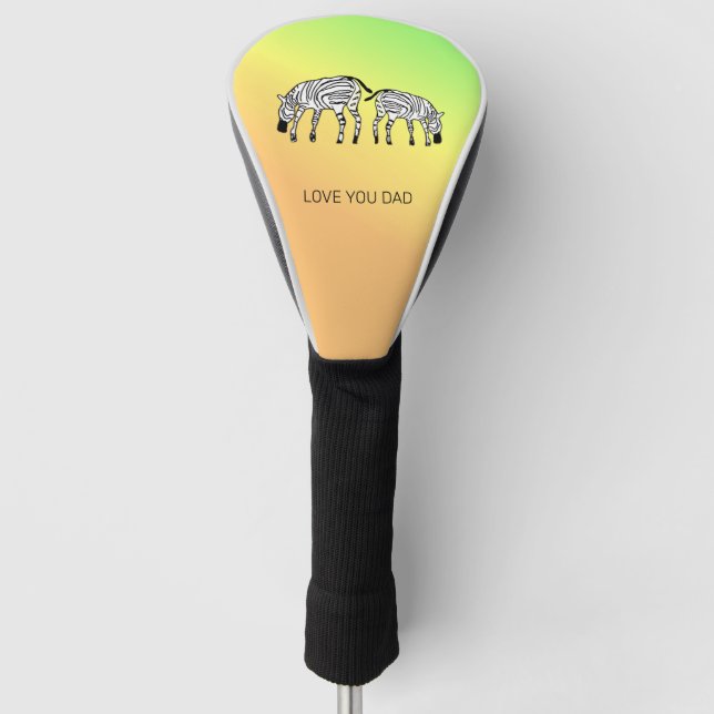 Father's Day, Cute Happy Kenyan Zebras Watch Golf Head Cover (Front)