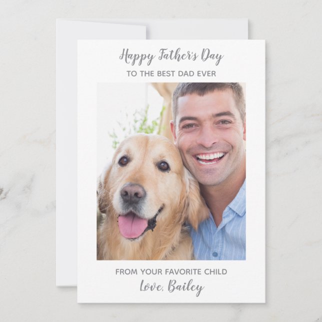 Father's Day Cute Personalized Dog Dad Pet Photo Holiday Card (Front)