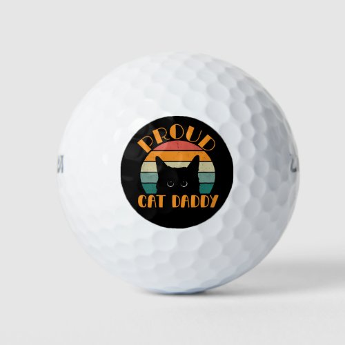 Fathers Day Cute Proud Cat Daddy Retro  Golf Balls