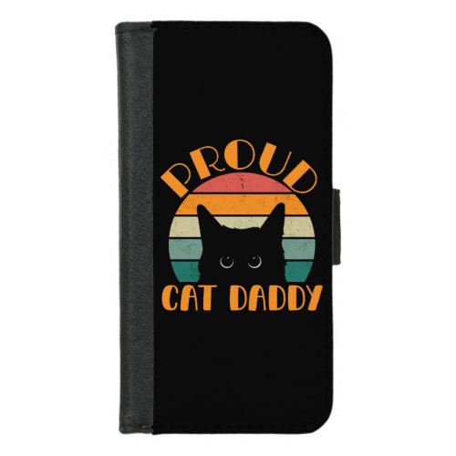 Fathers Day Cute Proud Cat Daddy Retro  iPhone 87 Wallet Case