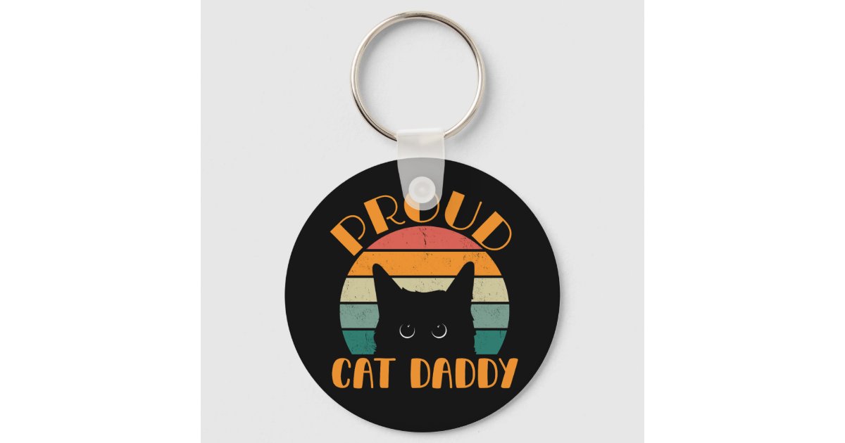 Fathers Day Cute Proud Cat Daddy Retro Keychain Zazzle