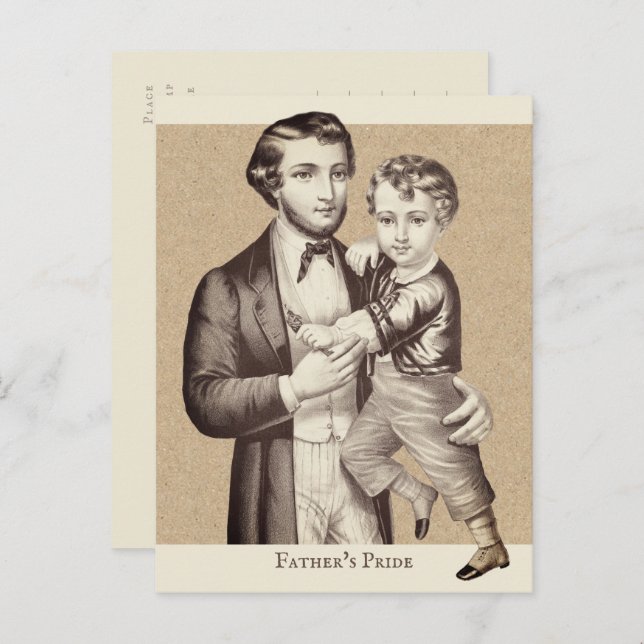 Father's day Cutest vintage father and son CC1128 Postcard