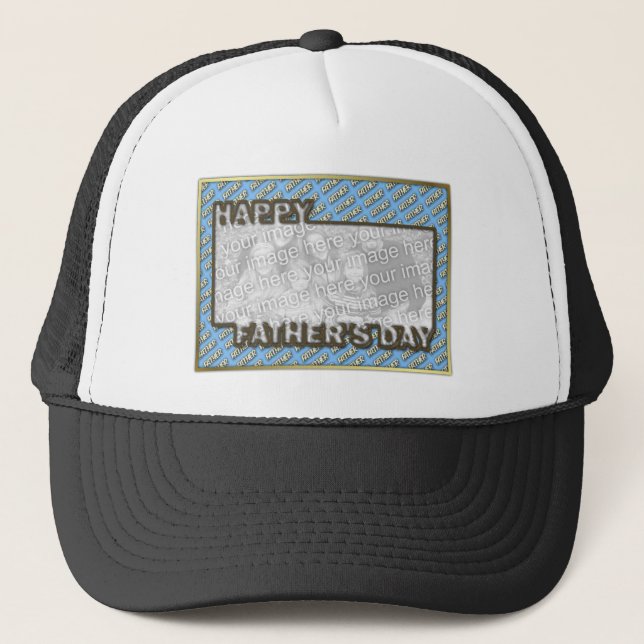 Fathers Day CutOut ADD YOUR PHOTO Polka Dot Father Trucker Hat (Front)