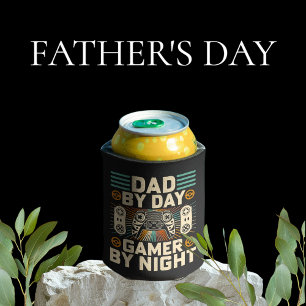 Father's day Dad by day Gamer by night Can Cooler