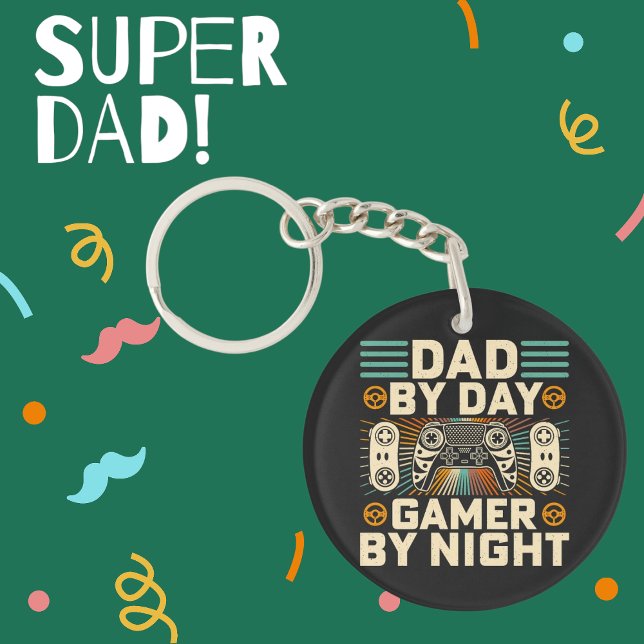 Father's day Dad by day Gamer by night  Keychain (Father's day Dad by day Gamer by night Keychain)