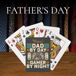 Father's day Dad by day Gamer by night Poker Cards