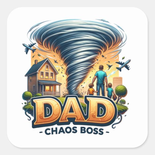 Fathers Day Dad Chaos Boss Square Sticker