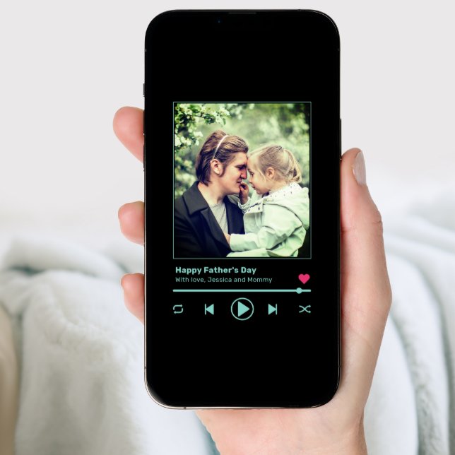 Father's Day Dad Custom Photo Cool Music Player  Holiday Card (Front Digital)