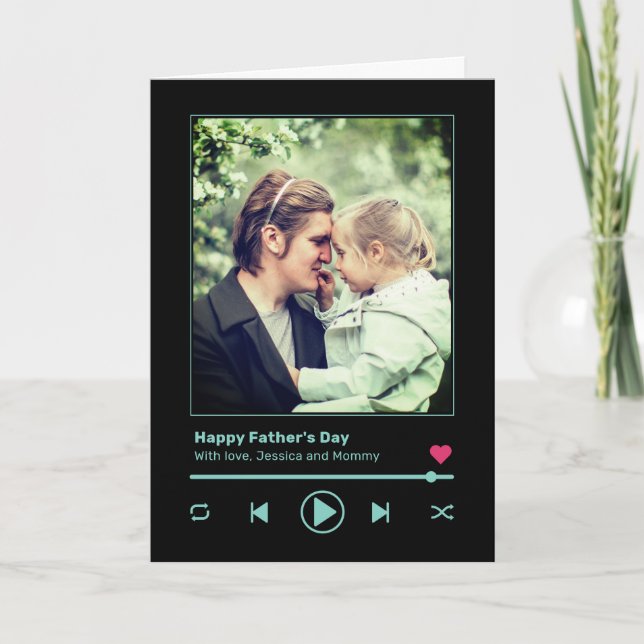 Father's Day Dad Custom Photo Cool Music Player  Holiday Card (Front)