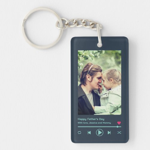 Fathers Day Dad Custom Photo Cool Music Player  Keychain