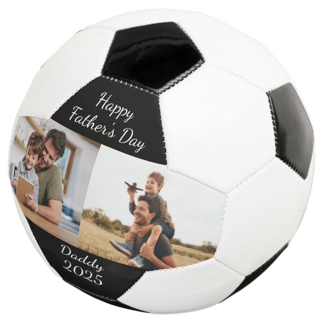 Father's Day Dad Custom Photo Create Your Own Soccer Ball (Three Quarter)
