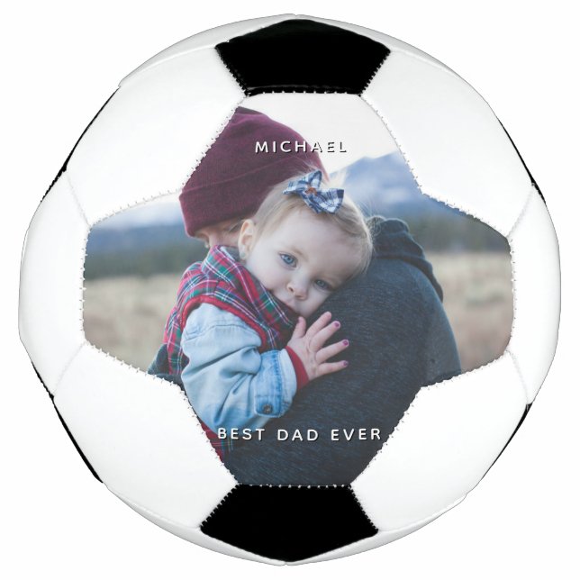 Father's Day Dad Daughter Custom Photo Message Soccer Ball (Front)