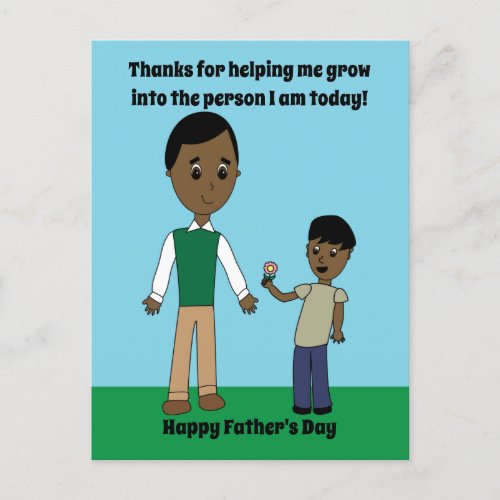 Fathers Day Dad From Black Son Grow Personalize Holiday Postcard