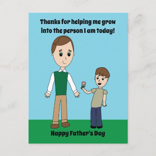 Fathers Day Dad From Son Grow Funny Personalize Holiday Postcard