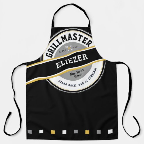 Fathers Day Dad Grill Master Apron on Black