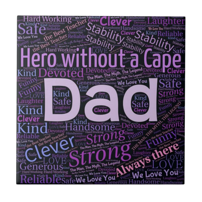 Fathers Day "Dad" Inspirational Typography Ceramic Tile (Front)