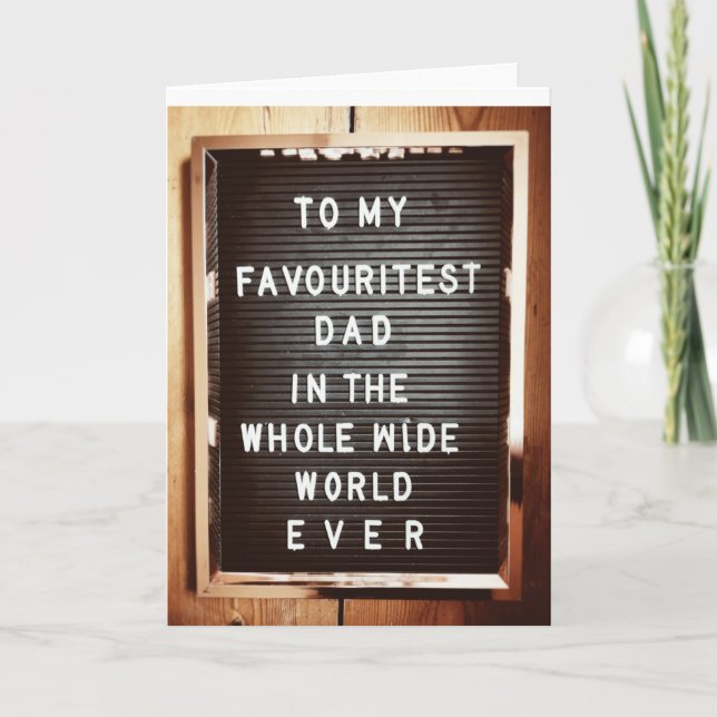 Fathers day| dad| Letter board| Birthday Card (Front)