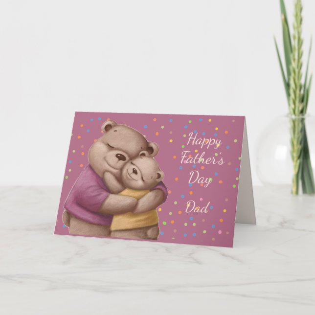 Father's Day Dad Mom Cute Bear Hugs Card (Front)