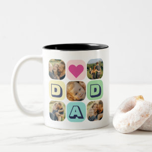 Father's Day Dad Photo Collage Family Picture Grid Two-Tone Coffee Mug