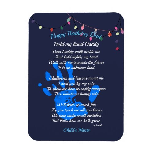 Fathers Day Dad POEM Hold My Hand Daddy PHOTO Gift Magnet