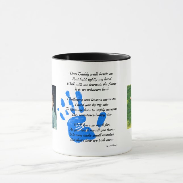 Fathers Day Dad POEM Hold My Hand Daddy PHOTO Gift Mug (Center)