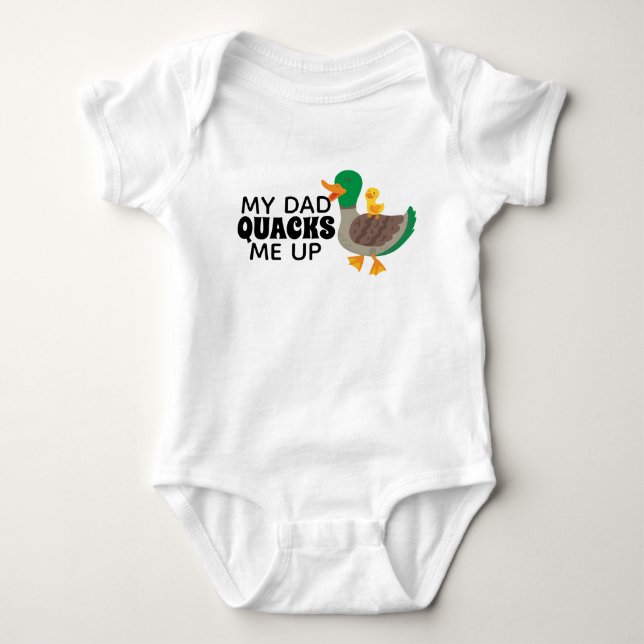 Father's day dad pun my dad quacks me up baby baby bodysuit (Front)