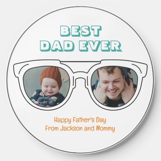Father's Day Dad Son Daughter Cool Summer Photo Wireless Charger (Front)