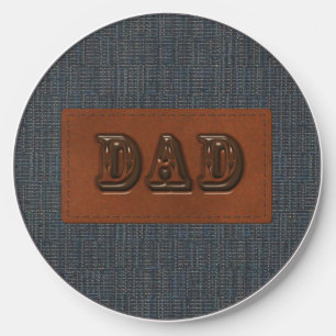 Father's Day Dad Stamped on Leather Tag Denim Wireless Charger
