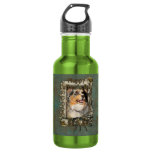 Fathers Day DAD - Stone Paws - Australian Shepherd Stainless Steel Water Bottle