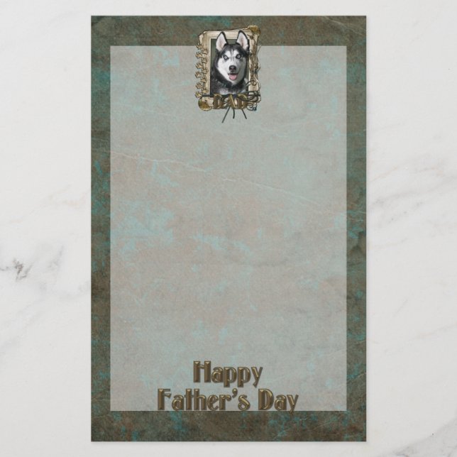 Fathers Day DAD - Stone Paws - Siberian Husky Stationery (Front)